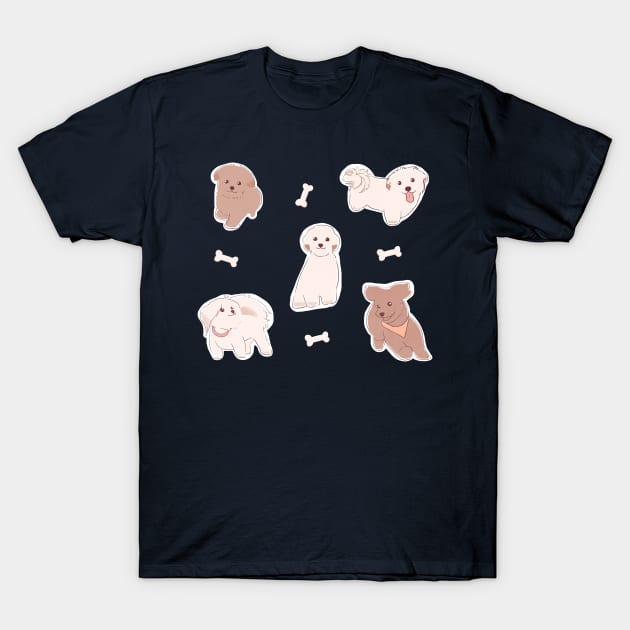 Cute Maltipoo Dog Bone Treat Fluffy Dogs T-Shirt by yellowpomelo